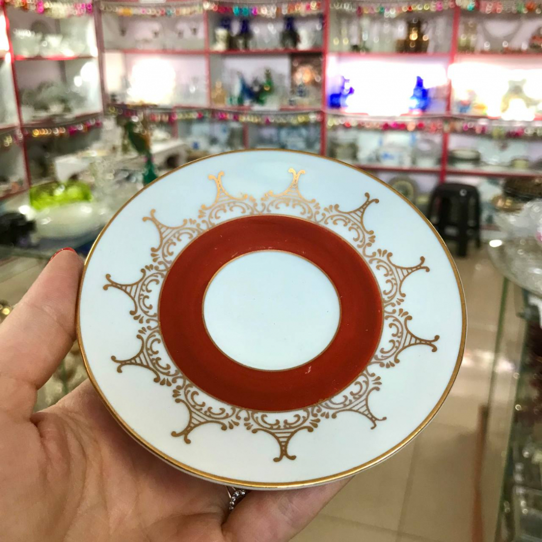 Набор кофейных пар 6шт. ГДР SEP. Фарфор, руч.работа, позолота, деколь. Цена за 6шт. Картинка 3